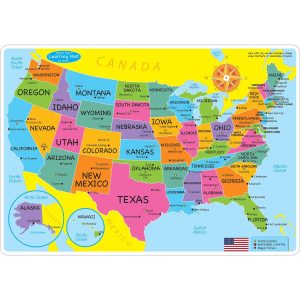 Ashley Productions 12 x 17 Double-Sided US Map Learning Rug