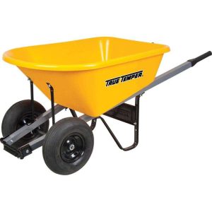 True Temper 6 cubic ft Poly Wheelbarrow with Dual Wheels
