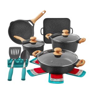 The Pioneer Woman Prairie Signature 14-Piece Cast Aluminum Cookware Kit