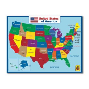 Uncle Wu United State Map Laminated Poster -Double Side Educational Poster For Kids/Adults